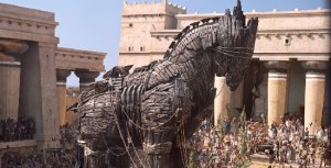 The Trojan Horse stands inside the city of Troy in Warner Bros. Pictures' epic action adventure "Troy," starring Brad Pitt, Eric Bana and Orlando Bloom. PHOTOGRAPHS TO BE USED SOLELY FOR ADVERTISING, PROMOTION, PUBLICITY OR REVIEWS OF THIS SPECIFIC MOTION PICTURE AND TO REMAIN THE PROPERTY OF THE STUDIO. NOT FOR SALE OR REDISTRIBUTION.